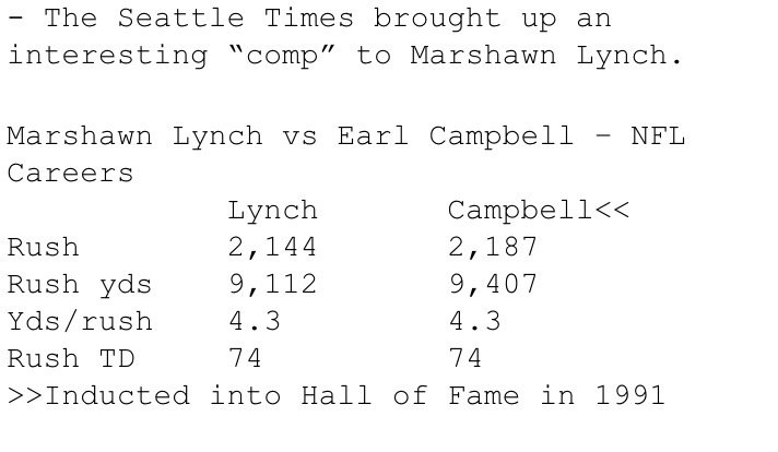 AdamSchefter's tweet image. Amazing how similar the careers of Marshawn Lynch and HOF RB Earl Campbell turned out to be...