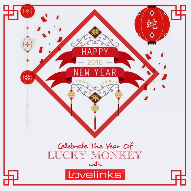 LovelinksID's tweet photo. Wsihing you good health, good luck &amp;much happiness througout the year of Monkey. Happy Chinese New Year #LovelinksID https://t.co/qMrulMYFrb
