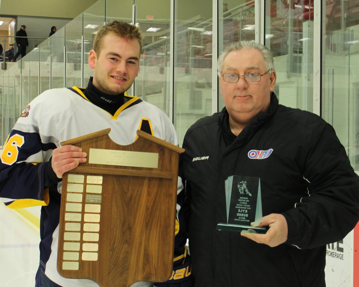 JrCOtters's tweet photo. #GBMO Awards @kyleburns8 for Defenceman of the Year and #AndyBaker for Rookie of the Year #CongratsBoys @OHAhockey1 https://t.co/SGHSUUMYwo