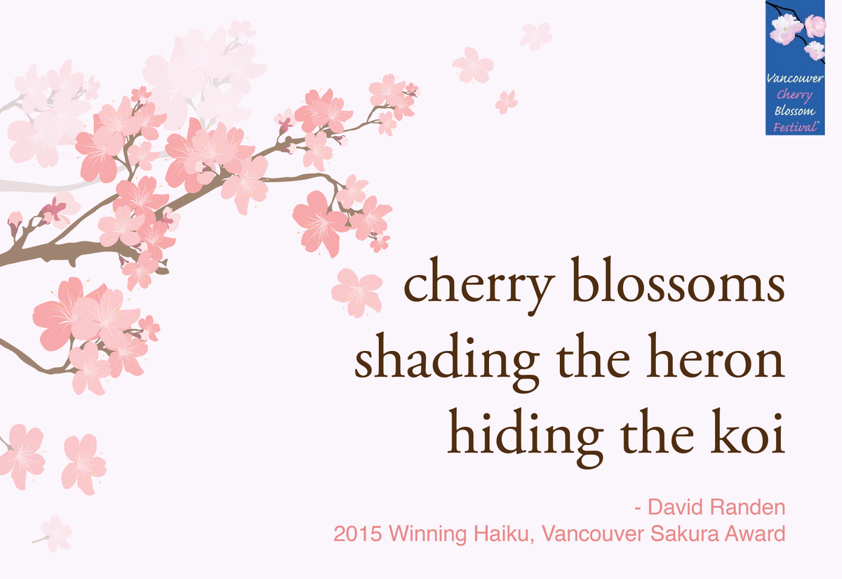 OfficialVCBF's tweet photo. Today's #SundayHaiku is a #vcbf2015 Sakura Award-winning #haiku from David Randen of Coquitlam, BC. https://t.co/52LfimwBq5