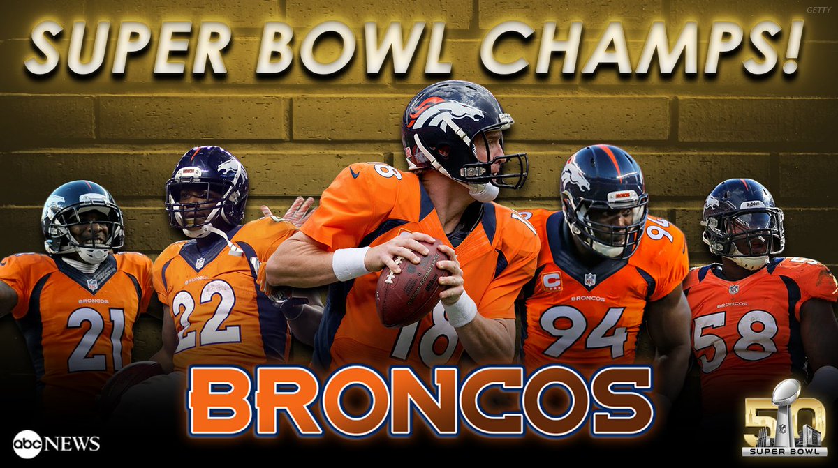 The Denver <a href="/Broncos/">Denver Broncos</a> = World. Champions. #SB50 #Broncos