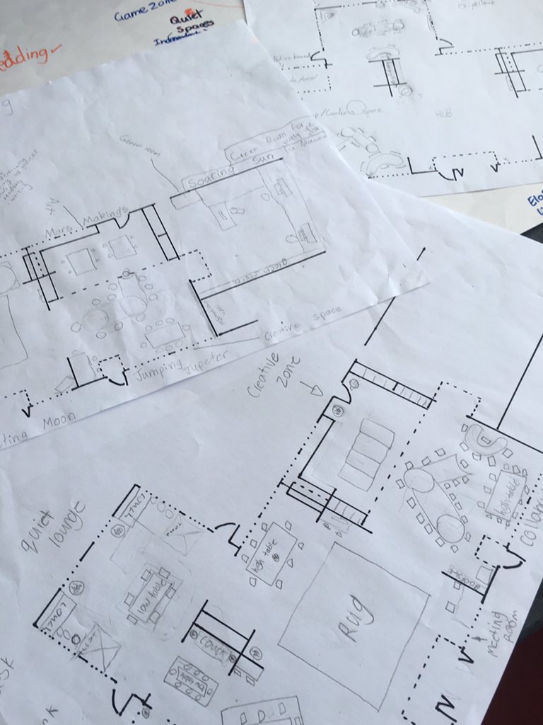 hull_karla's tweet photo. Lots of planning with our Ss before we moved furniture back into our new learning space  #ILE #learningsettings https://t.co/RGaN2GBIjw