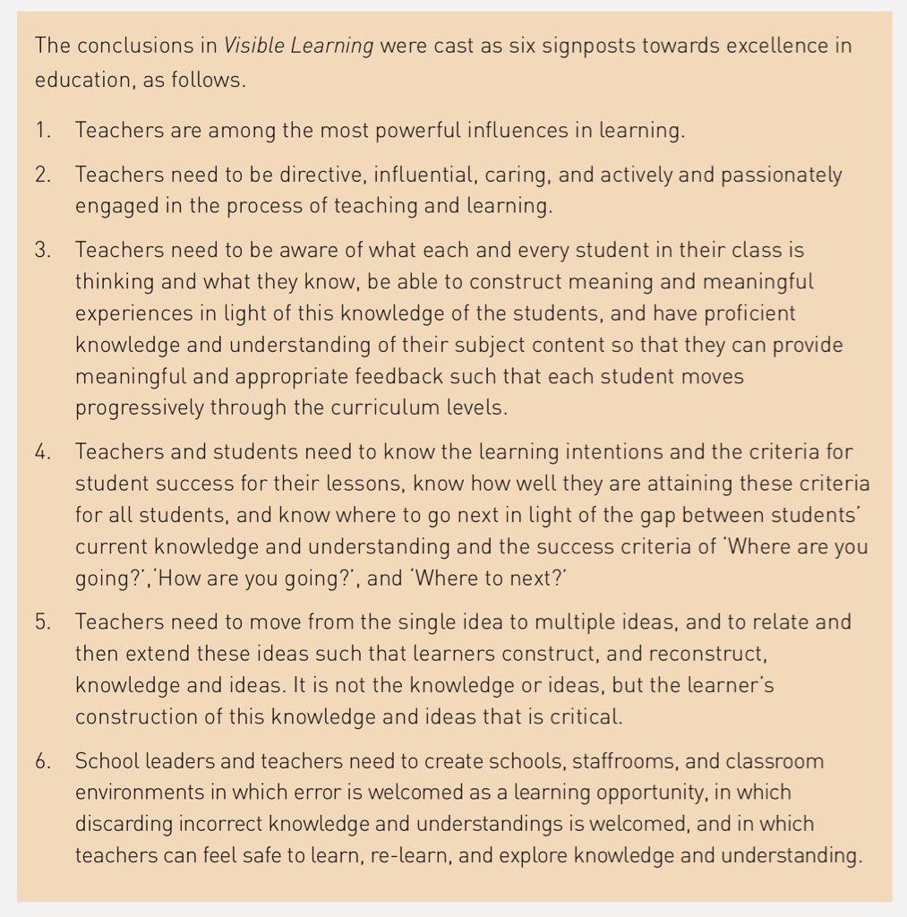 AdamWoelders's tweet image. Hattie&apos;s 6 signposts - for #visibleteaching that moves learning fwd=practical advice for improving learning spaces