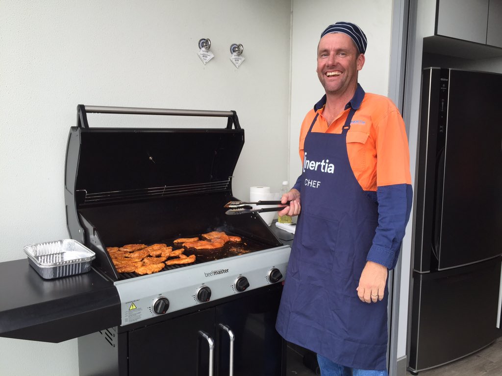 We love #engineering, and we can cook too! Chef Mick manning the #BBQ during our monthly studio cook-off #inertiaeng