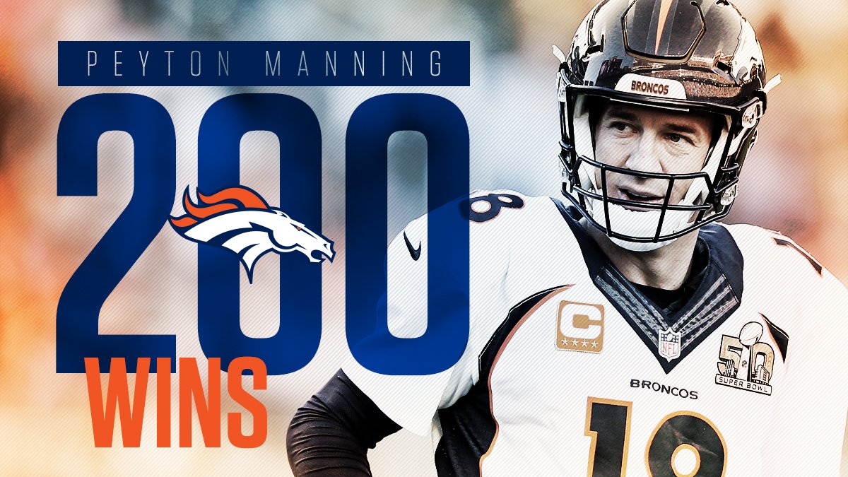 ESPNInsights's tweet photo. Peyton Manning becomes the 1st QB with 200 career wins as a starter, including playoffs https://t.co/dGhniFy0rB