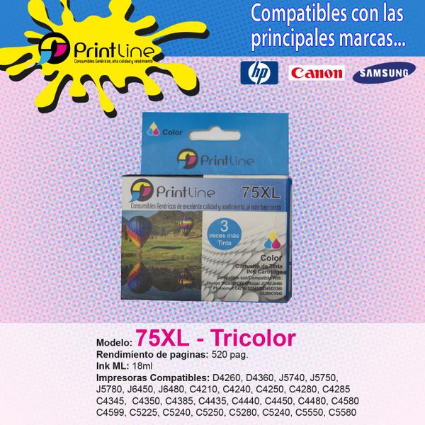 PrintlineVzla's tweet photo. #Cartucho 75XL Tricolor Los mejores cartuchos en el mercado venezolano, duran más, se ven más #Printline https://t.co/BvQcwpxe76