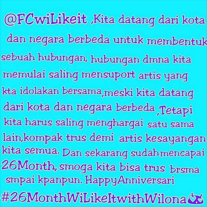 SriiMulyani02's tweet photo. Happy Anniversari 😍😍😍 @Stefan_Club @FCwilikeit #26MonthWiLikeItwithWilona  😍👍 https://t.co/UqUPR3959r