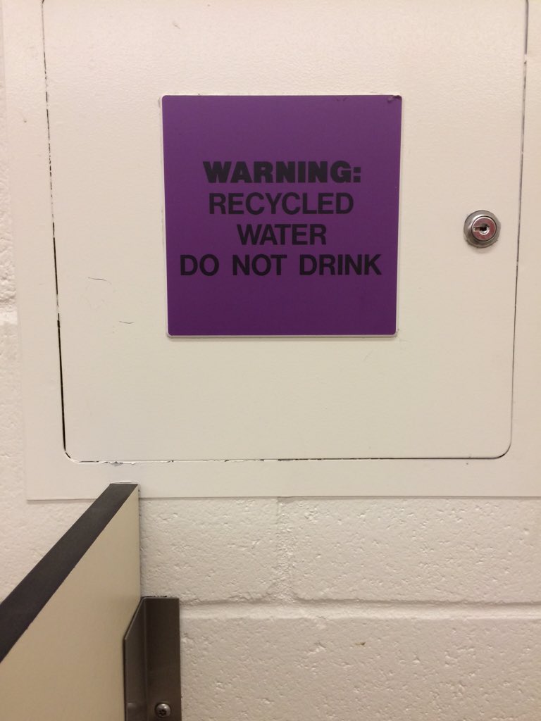 MikeIrby's tweet photo. This sign was above the urinals at Levi's Stadium.  I was thirsty but this is great advice! #SB50 https://t.co/P42jnUhdXk