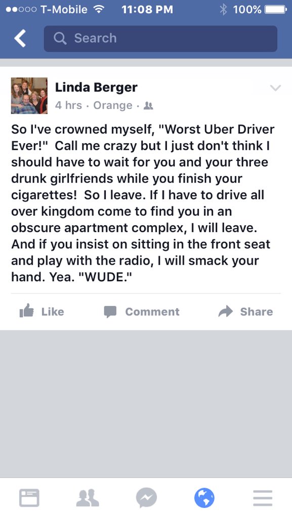 lindaberger's tweet photo. PSA announcement. You have been warned. Retweet to the ages...#uberdriverlife https://t.co/tA5OG6n6JC