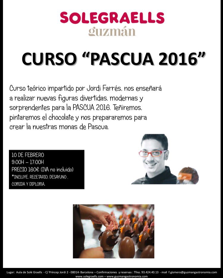 Tenemos plazas libres para el curso de pascua en Solé Graells!! apuntate!!
