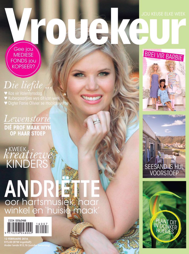Kyk hoe mooi lyk <a href="/AndrietteNorman/">Andriette Norman</a> op die voorblad van die nuwe <a href="/Vrouekeur/">Vrouekeur</a>