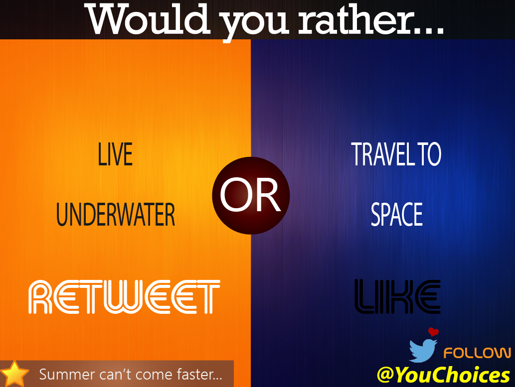 YouChoices's tweet photo. Underwater or space? https://t.co/JVwfs4dd1e