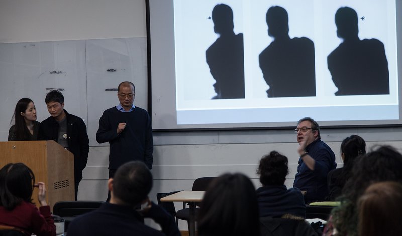 43InvernessSt's tweet photo. Angela Kim, Translator; Noh Suntag; Dr. Jaeho Kang,and Dr. Graeme Gilloch at @SOAS Thank you all for coming https://t.co/Pr4UNz8AA9