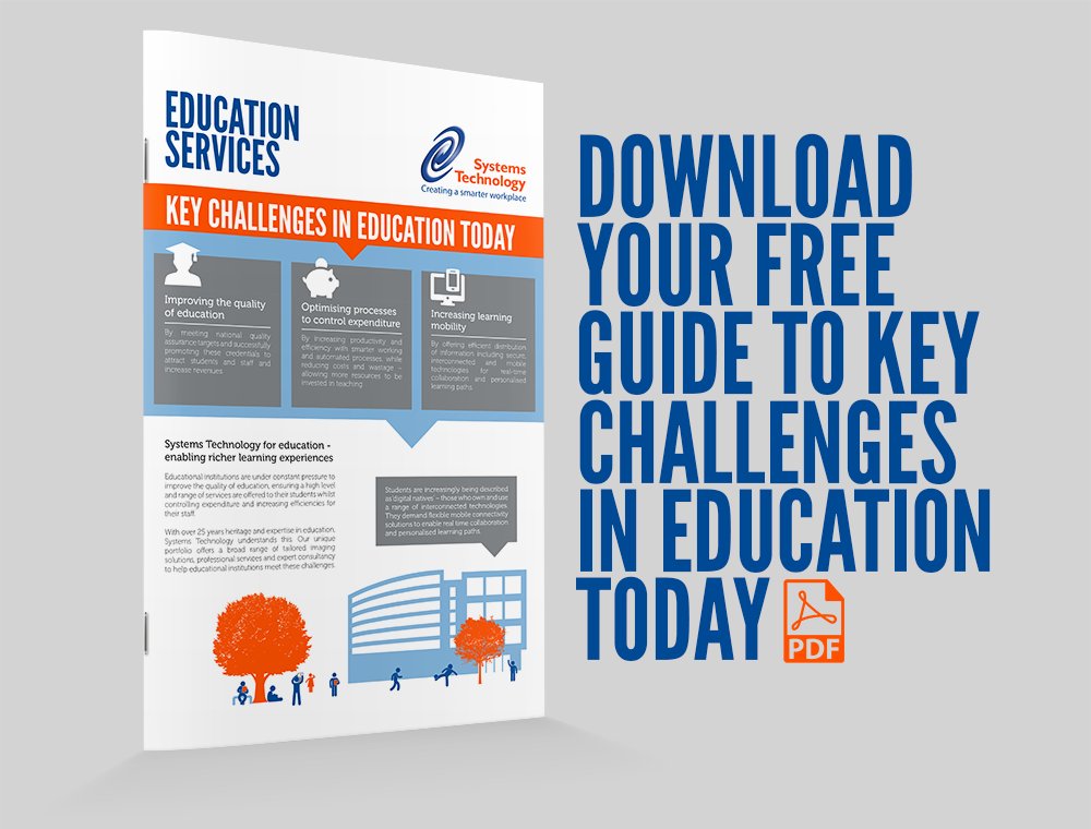 systemstechltd's tweet image. Download your Free Guide to Key Challenges in Education 2016. #ukedchat #edtech @ukedchat ow.ly/XZ3wK