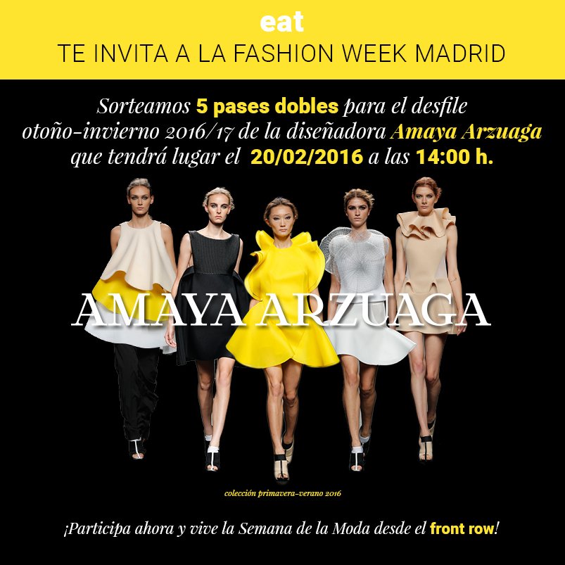 armariodelatele's tweet image. ¡Te invitamos al desfile de @AmayaArzuaga en la Semana de la Moda @MBFWMadrid PARTICIPA ⇢ bit.ly/1NZntqc⇠