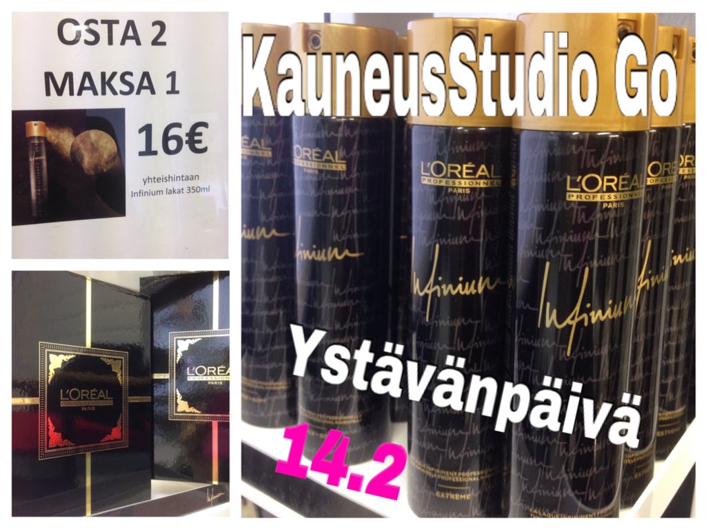 KauneusStudioGo's tweet photo. 💕Muista YSTÄVÄÄ ja itseä!! Tule ostamaan kaksi infinium 300ml lakkaa yhden hinnalla https://t.co/kbl47uIEnv #loreal https://t.co/3kQJ0QtIwx