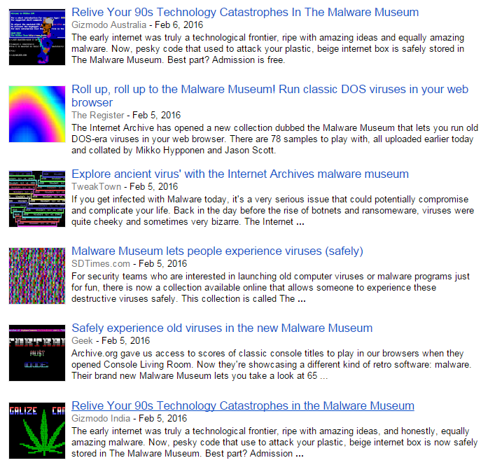 mikko_2018's tweet photo. It's interesting to compare which virus screenshot editors choose for their story on the #MalwareMuseum. https://t.co/UFrwenpb7v