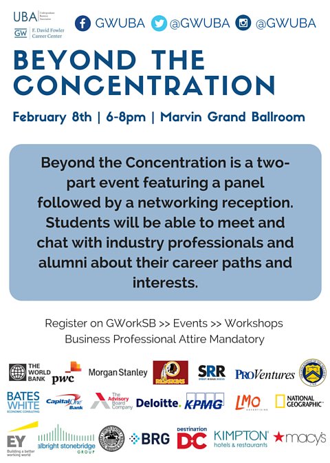 BEYOND THE CONCENTRATION IS TODAY! Join us for panels and networking. RSVP on gworksb -Spaces are limited.