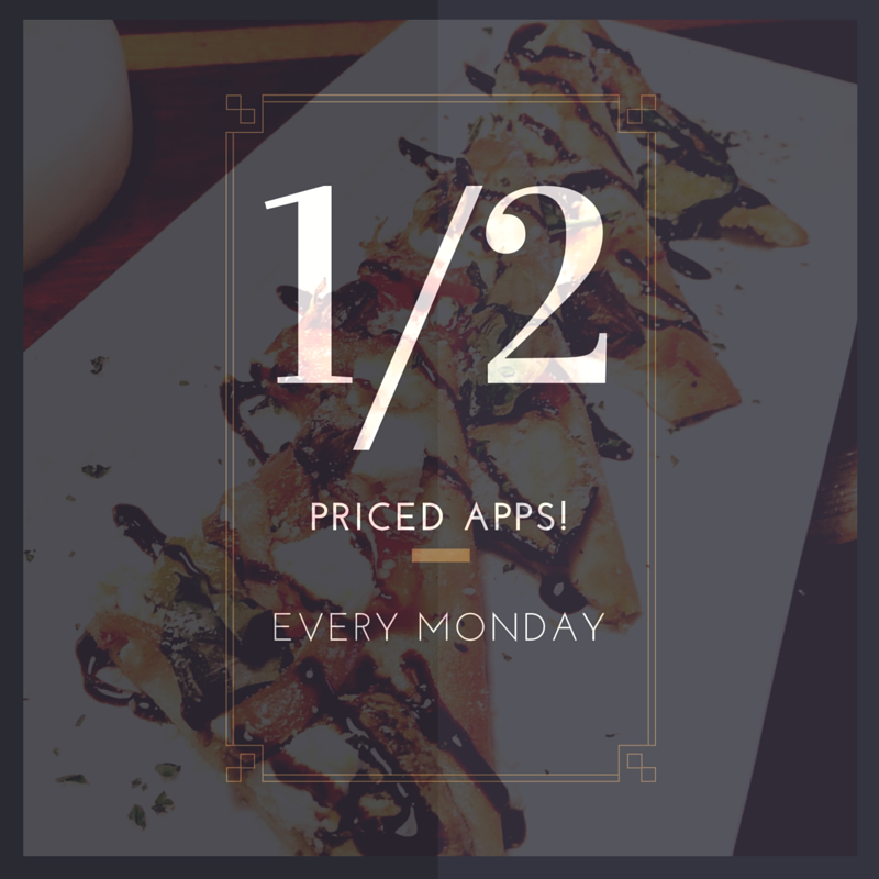 Join us #today for Half-Priced #Appetizers from NOON to CLOSE!
Please show the image below to your server! #Monday