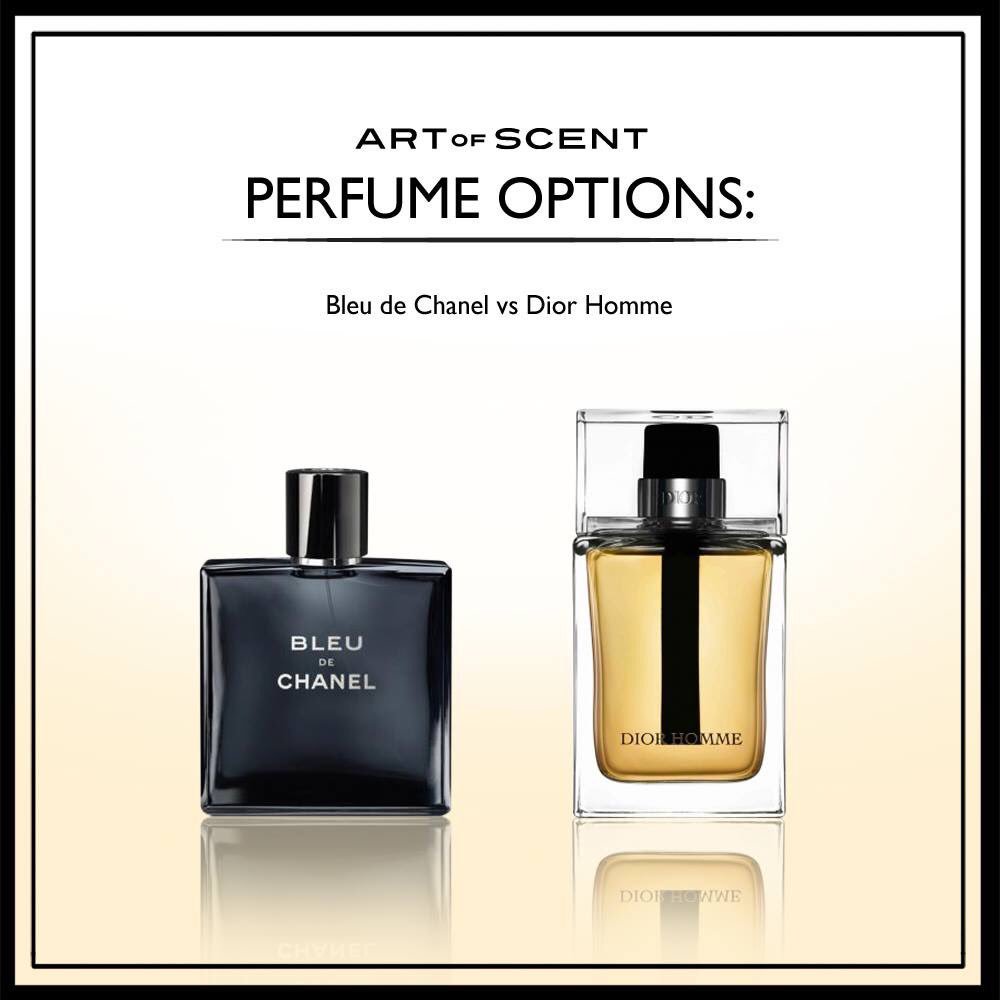 Art of Scent on X: Perfume Options: Bleu de Chanel VS Dior Homme. Which  scent fascinates you? #ArtofScent #Dior #Chanel #Fragrance   / X