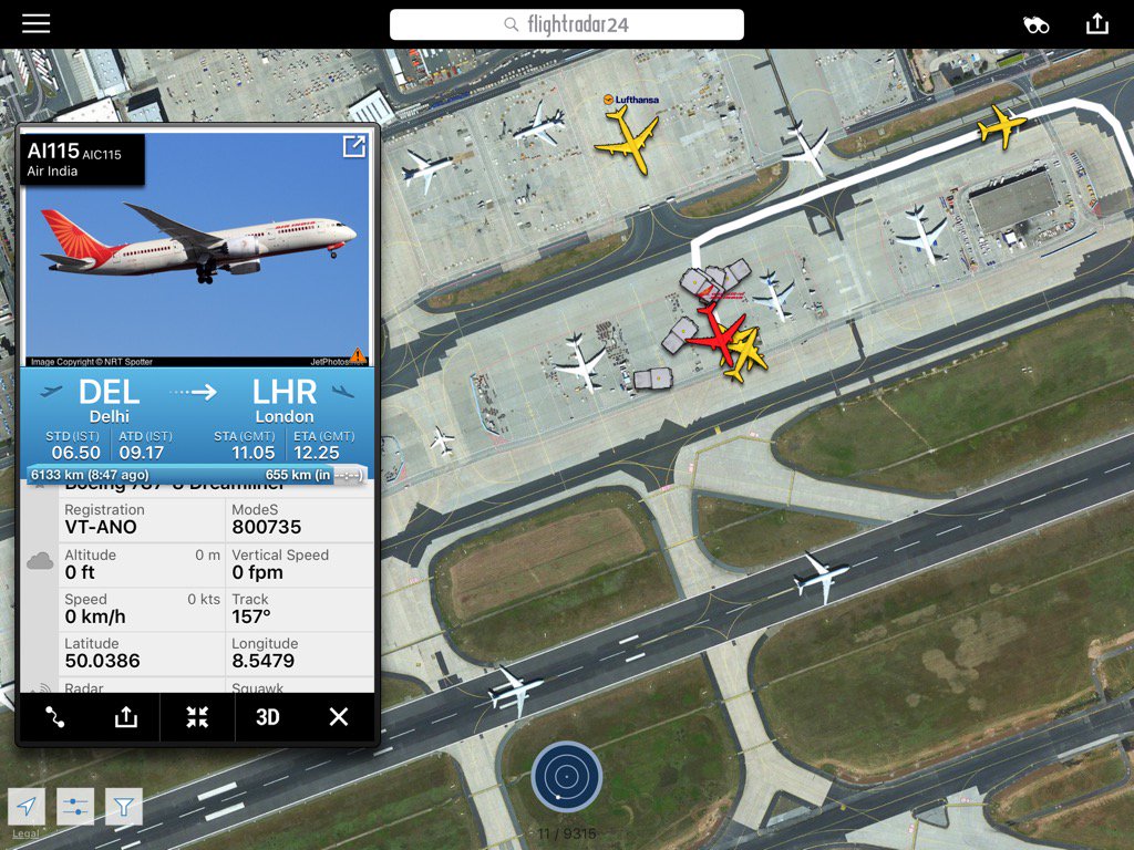 AirIndia flight AIC115 Emergency landing at Frankfurt am Main.