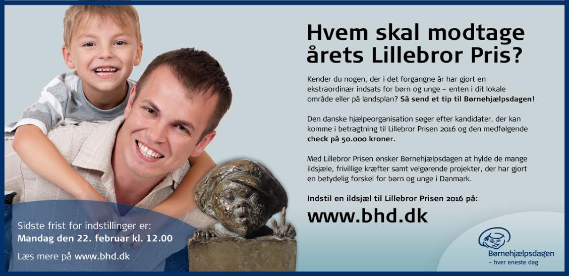 Indstil en ekstraordinær indsats for børn og unge i DK til lillebrorprisen: bhd.dk/aktiviteter/li…