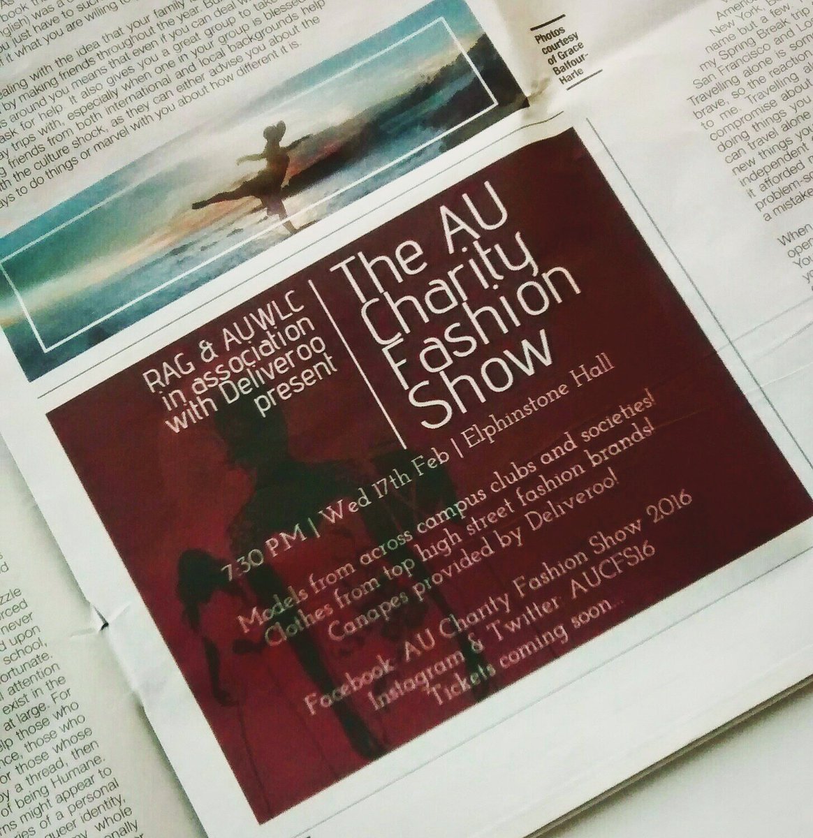 Super excited that #AUCFS is featured in The Gaudie today! 😍📰 Tickets for the event of the year are now online! 💸💸