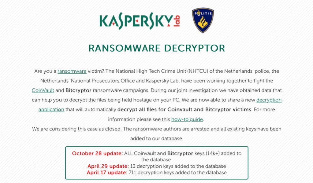 Never pay the criminals! Use this ransomware decryptor&amp;share it with friends! #TheSAS2016 noransom.kaspersky.com