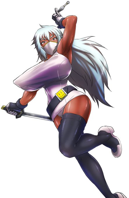 昨日練習に描いたスク水忍者。退魔忍的な仕上がりに。 