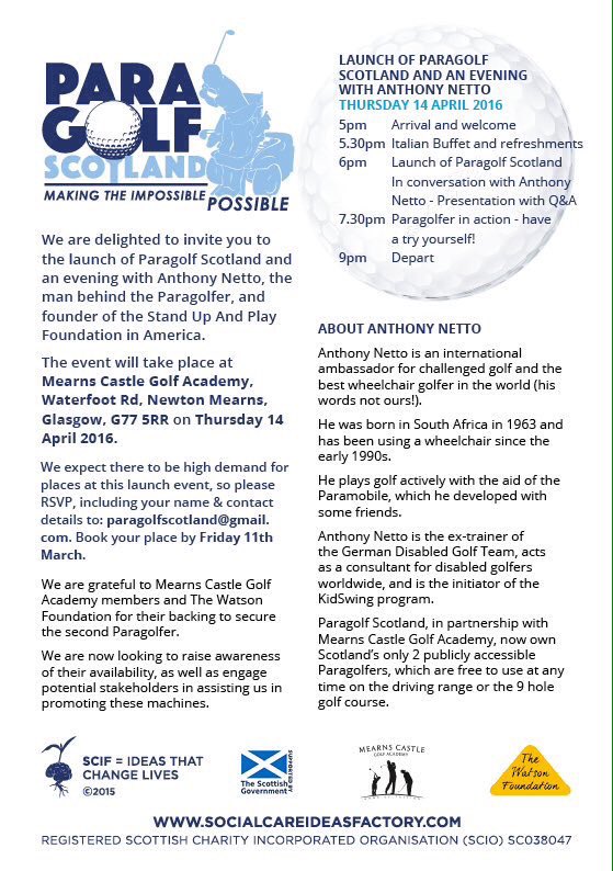 ParagolfScot's tweet photo. @jamiehepburn Pls Help us make Scottish Paragolf history #Scotland #USA #inclusion #disability #golf https://t.co/6uMTUsjJ3P