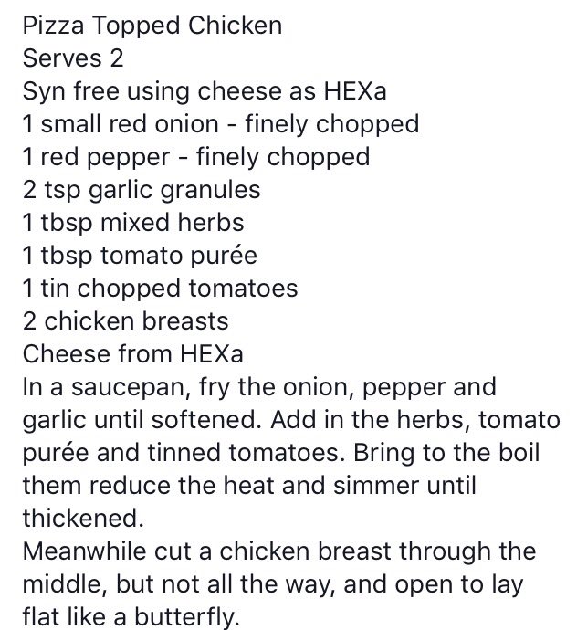 ParrySW's tweet image. Pizza topped chicken! Syn the cheese or HEXa