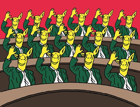 souamesfarah's tweet photo. #Algeria #Art Yasser Ameur aka l'homme jaune takes on yesterday's #ConstitutionDZ vote at the parliament :) Genius https://t.co/UIVGMjVPHc