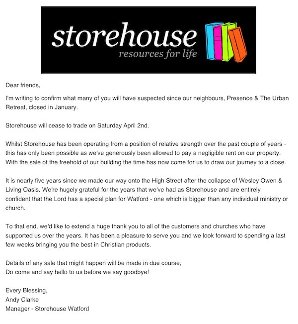 StorehouseWat's tweet image. Hi friends - we're sorry to say we'll be closing at the beginning of April - here's some more info for you: