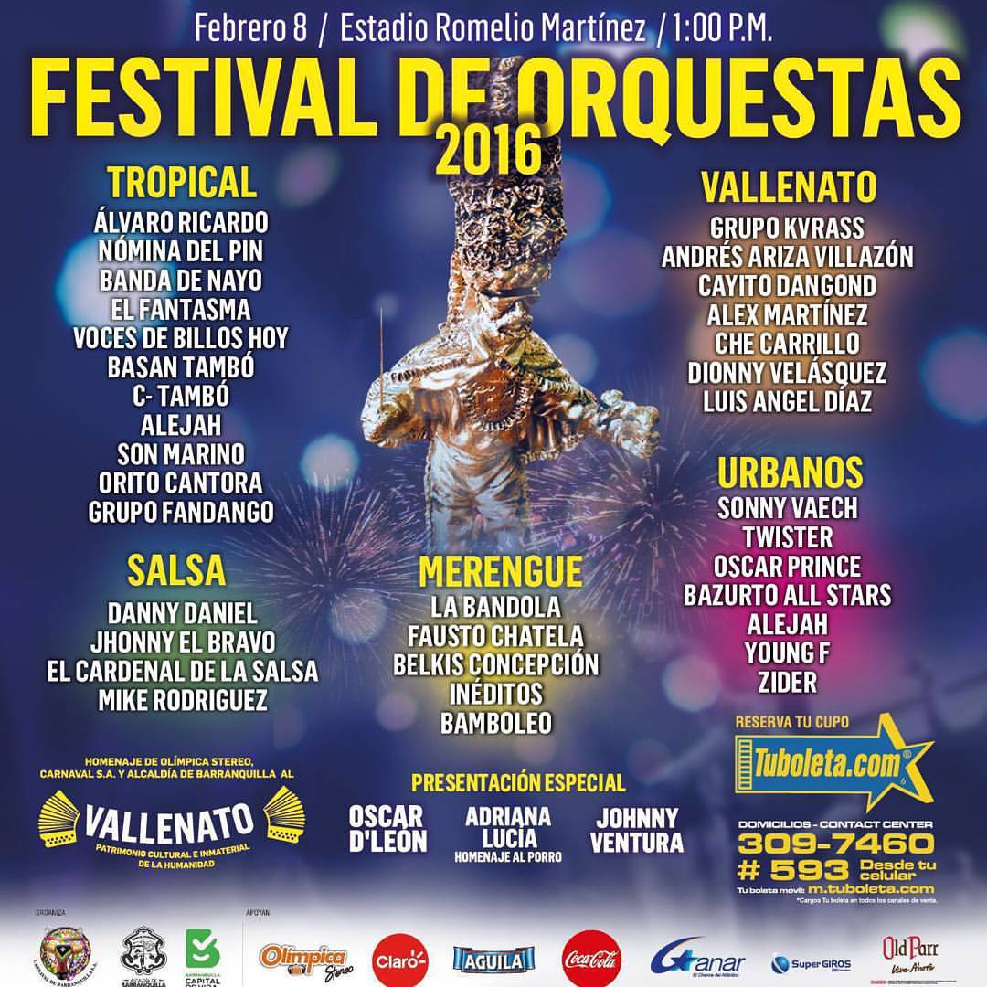 ¡Nómina de lujo hoy para el #FestivalOrquestas! A partir de la 1 de la tarde en el Romelio Martínez.