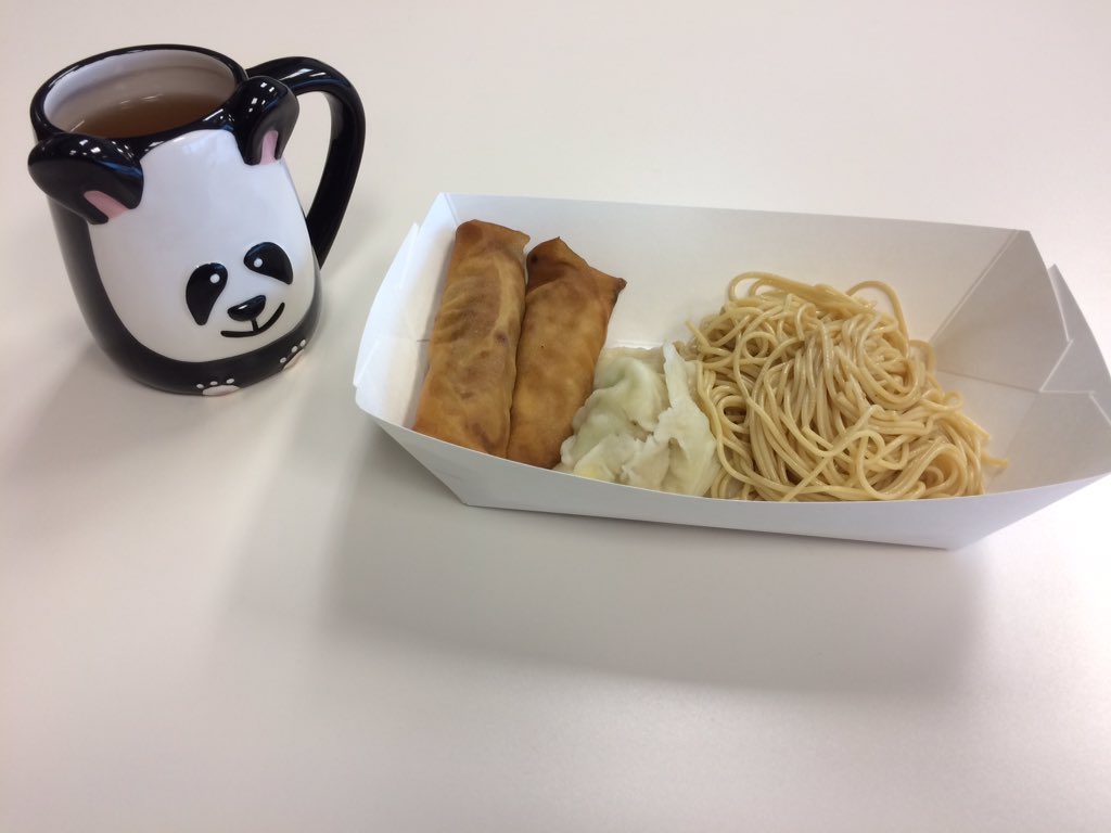 KaitLovesDogs's tweet photo. #ChineseNewYear festivities at work with #dumplings #springrolls and #noodles #diversityisfun #panda https://t.co/bVfgVhvoRr
