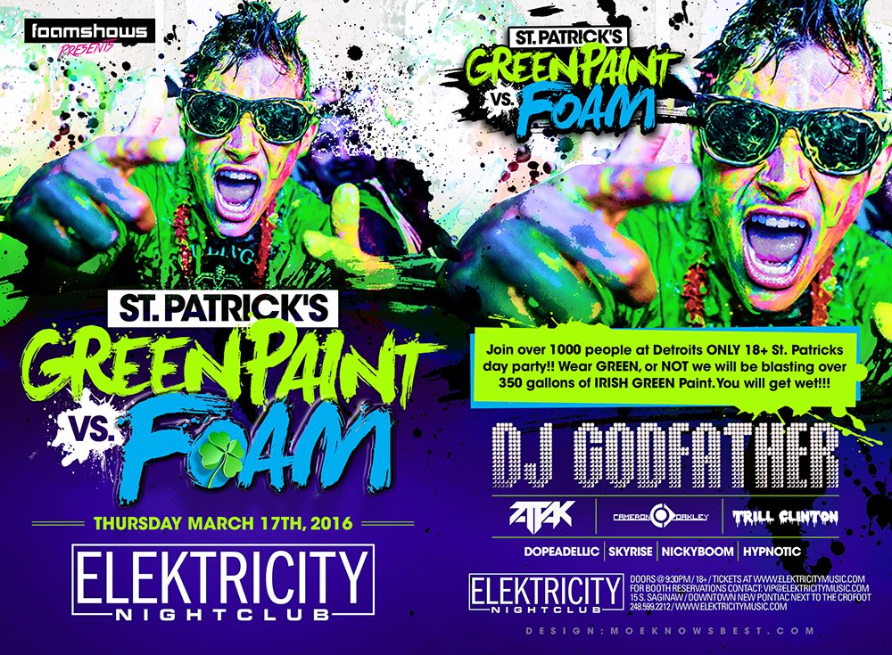 FoamShows's tweet photo. #JustAnnounced: St. Patrick's Day PAINT VS. FOAM!!! Discounted tix on sale NOW! https://t.co/jqxyzNKihJ
