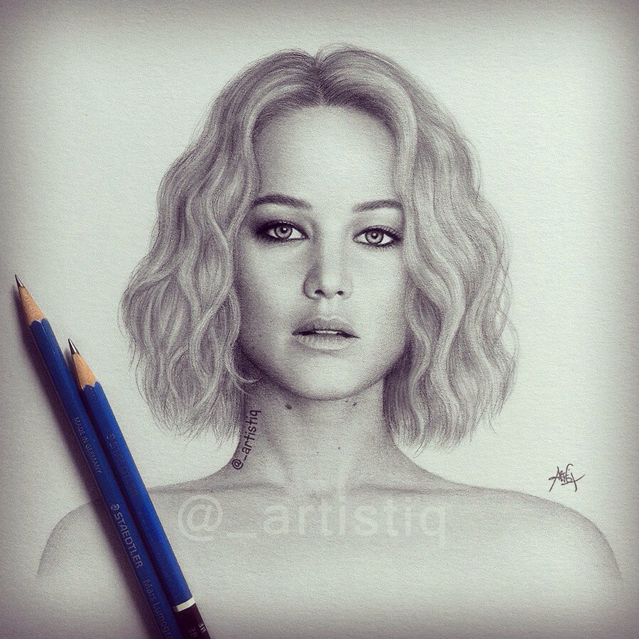 _artistiq's tweet photo. Jennifer Lawrence, drawn with graphite pencils! ❤️ Who's your favorite actress? 😊 https://t.co/1GFNetAnOG