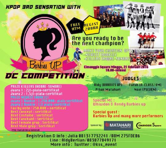 <a href="/Matchaday_DC/">MATCHADAY DanceCover</a> <a href="/4MYL_OFC/">4MYL</a> HeLp RT Kpop 3rd Sensation With Barbies Up 21 Febuari|Rookie-Hobae Sunbae,More info Cek pic