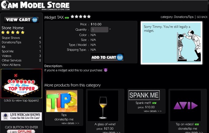 It's official! My store has a MIDGET TAX now! https://t.co/6Ds1vxraD2 https://t.co/P0n8D8wX63<a href="/tag/midgetdick"class="tags"><span>#midgetdick</span></a>