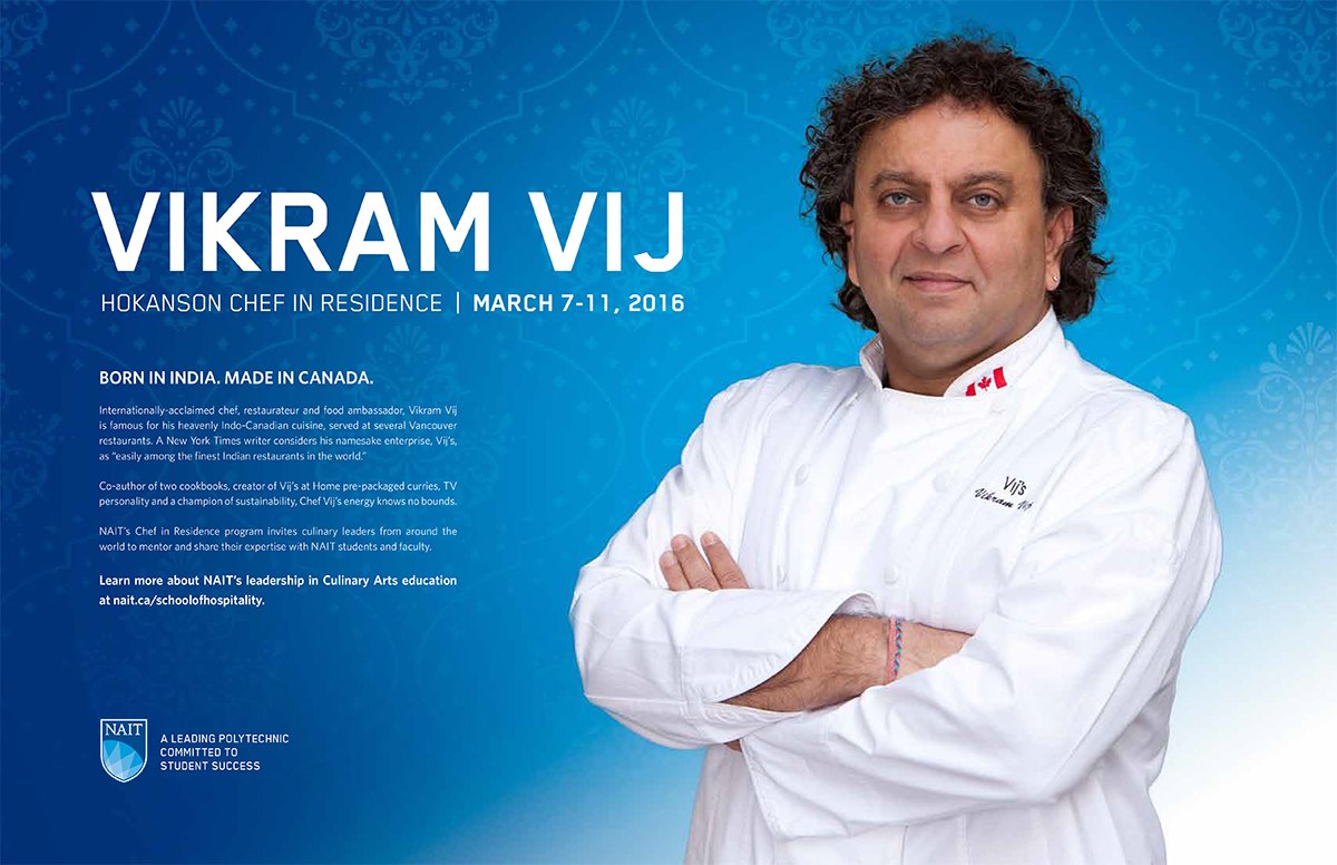 We're excited to announce our 2016 #NAIT Hokanson #ChefinRes: #VikramVij! nait.li/20Ro0UD #yeg #yegfood