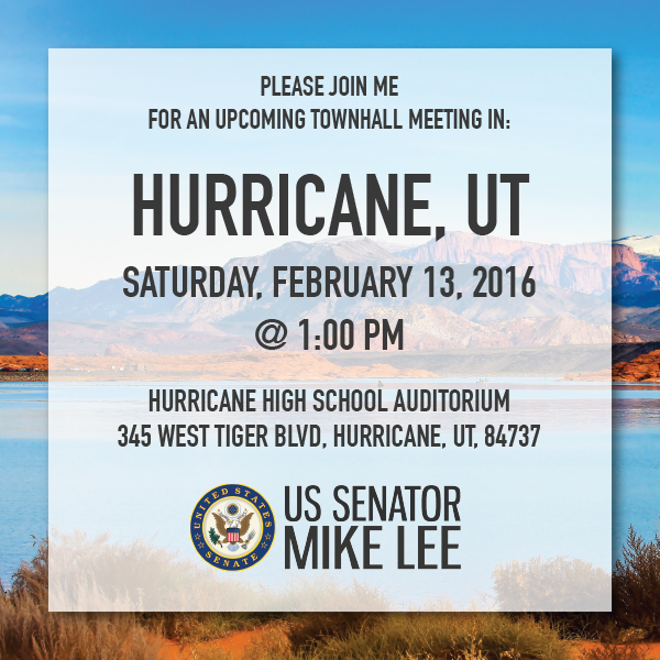 Bryan4Success's tweet photo. Come to @SenMikeLee's townhall meeting! @HurricaneCityUt #utpol #leetownhall #stgeorge #utah @washingtonutah #WashCo https://t.co/5mWx6kInN2