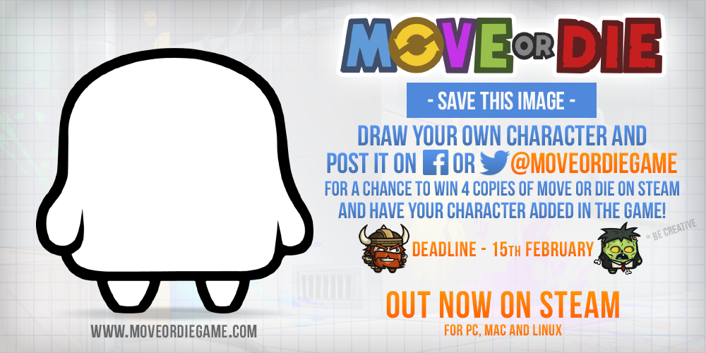 moveordiegame's tweet photo. CONTEST! Design your dream #MoveOrDie character! You could win prizes &amp; maybe get your character added in the game! https://t.co/tnEEh55BWw