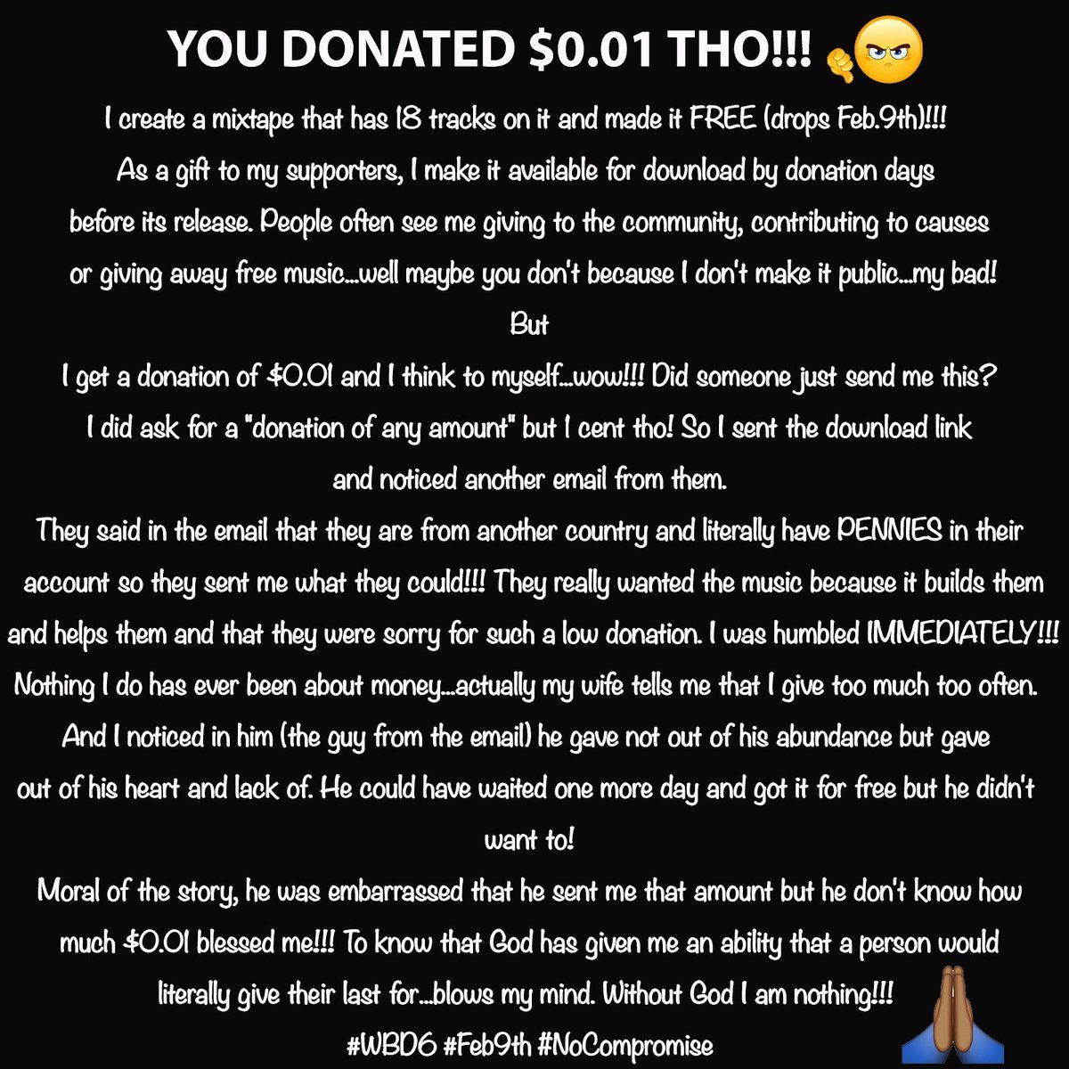 ThisIsGS's tweet photo. 🙌🙌🙌 God is AMAZING!!! #WBD6 #Feb9th #NoCompromise https://t.co/xRpAVoDe3d