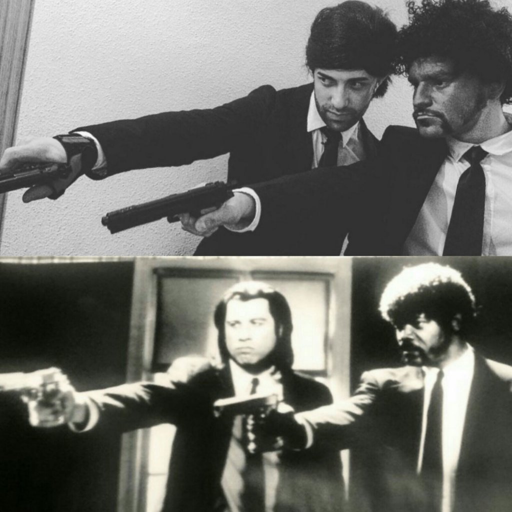 RafaSomoza's tweet photo. Una noche DE CINE!!!! #pulpfiction #carnaval @RubenBM75 @Elvirapepita https://t.co/ieihEGVwxj