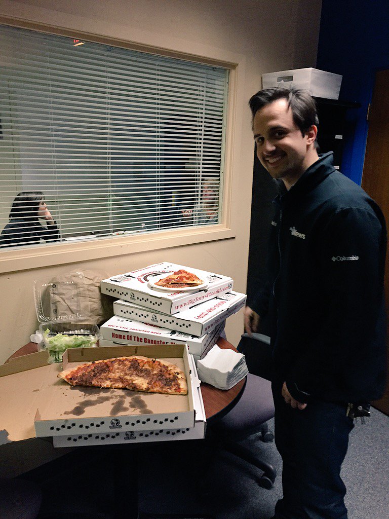 alliecoreyfox13's tweet photo. Remembering Buddy & snow coverage calls for pizza @ the office, Buddy would approve:) #RememberingBuddy #BuddyCianci https://t.co/jyK23Tqndm