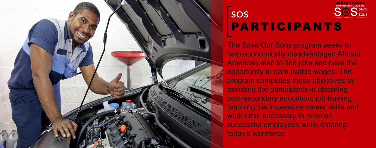 ulstl's tweet photo. Urban League’s Save Our Sons program seeks to help unemployed and underemployed African American men. #ULSTL #ULSOS https://t.co/QLrG6LGFGD