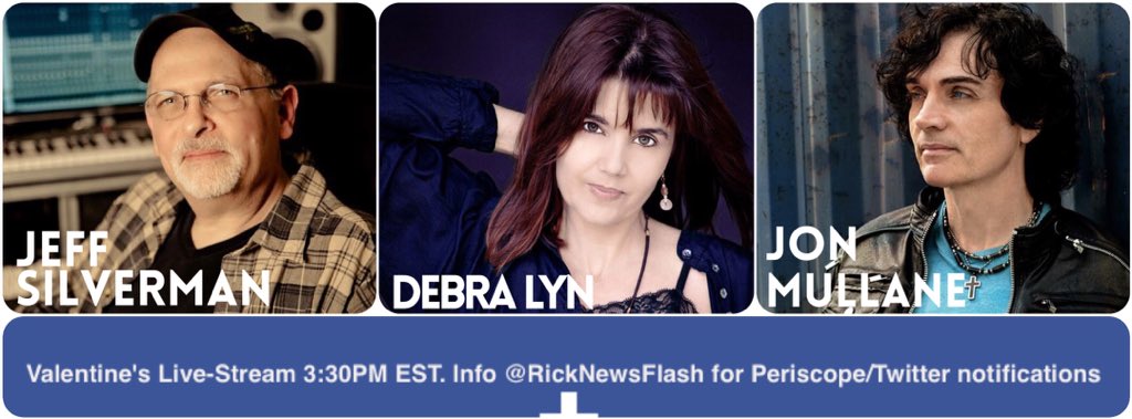 #ValentinesDay #Livestream #musicchat w/ #JeffSilverman <a href="/JonMullane/">Jon Mullane</a> @debralynmusic #FF <a href="/RickNewsFlash/">RickAndTheNEWSflash</a> via @Periscope