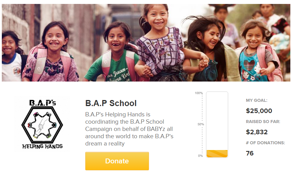 BAPHelpingHands's tweet photo. [Update] BAP's School donations as of 2016.02.09 kst $2832.00. Thank U to all the donors so far for your generosity. https://t.co/AQe6n1rwHZ