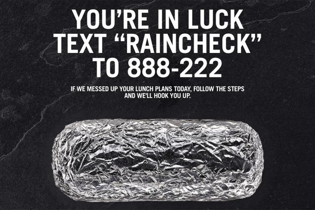 LetsFixBusiness's tweet photo. Chipotle offers free food in first big push since E.coli issues https://t.co/tUCeKg43j9 https://t.co/HdXJi3kzzr