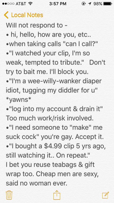 I'm not your #femdom pen pal. https://t.co/V6g8z0rMSP<a href="/tag/femdom"class="tags">#femdom</a>